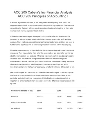 ACC 205 Cabelas Inc Financial Analysis