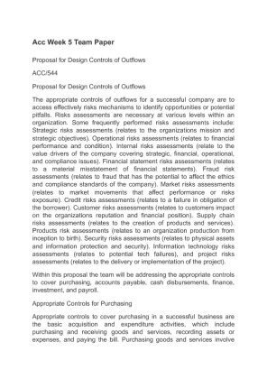 Acc 544  Week 5 Team Paper Proposal for Design Controls of Outflows