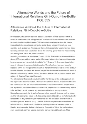 Alternative Worlds and the Future of International Relations Gini