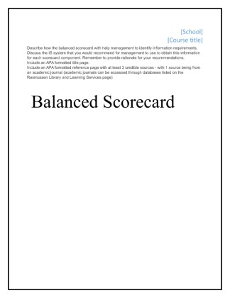 Balanced Scorecard The CIO of Peapod grocery store has asked you to...
