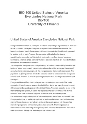 BIO 100 United States of America Everglades National Park