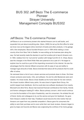 BUS 302 Jeff Bezo The E commerce Pioneer