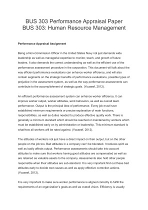 BUS 303 Performance Appraisal Paper