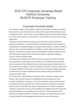 BUS 375 Corporate University Model
