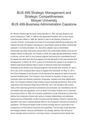 BUS 499 Strategic Management and Strategic Competitiveness