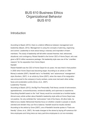 BUS 610 Business Ethics