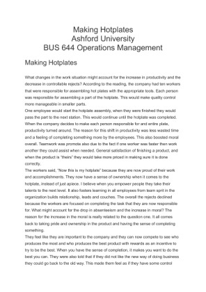 BUS 644 Making Hotplates