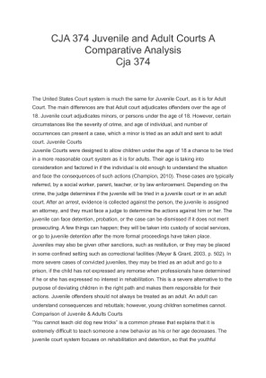 CJA 374 Juvenile and Adult Courts A Comparative Analysis