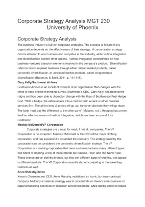 Corporate Strategy Analysis MGT 230