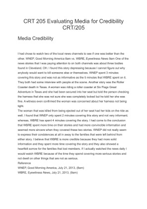 CRT 205 Evaluating Media for Credibility