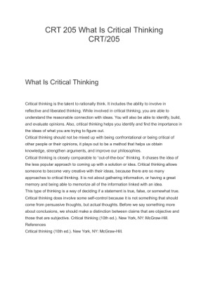CRT 205 What Is Critical Thinking