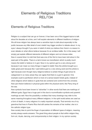Elements of Religious Traditions