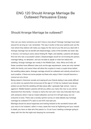 ENG 120 Should Arrange Marriage Be Outlawed Persuasive Essay