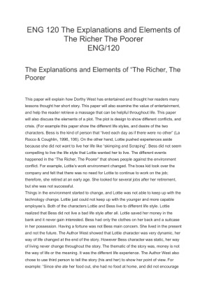 ENG 120 The Explanations and Elements of The Richer The Poorer