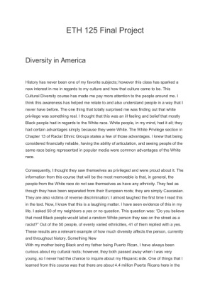 ETH 125 Final Project Diversity in America