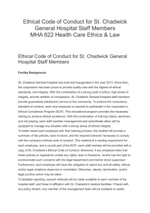 Ethical Code of Conduct for St. Chadwick General Hospital Staff Members