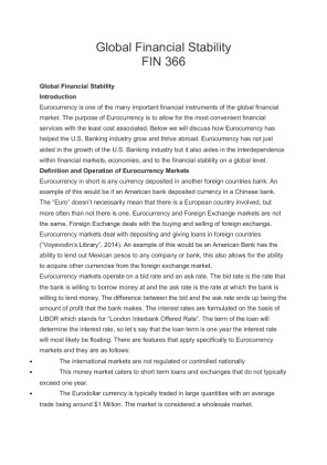 FIN 366 Global Financial Stability