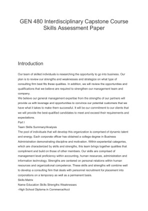 GEN 480 Interdisciplinary Capstone Course Skills Assessment Paper