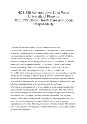 HCS 335 Adminstrative Ethic Paper