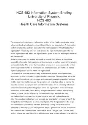 HCS 483 Information System Briefing