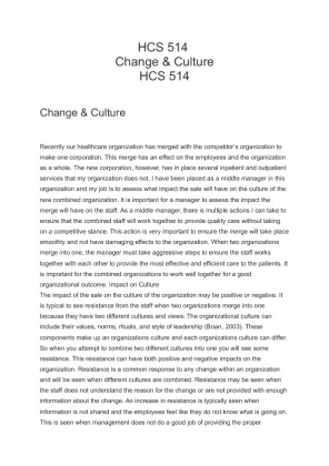 HCS 514 Change and culture