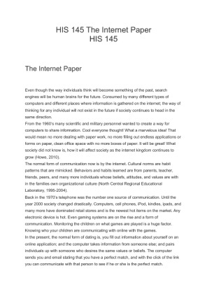 HIS 145 The Internet Paper