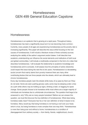 Homelessness GEN 499