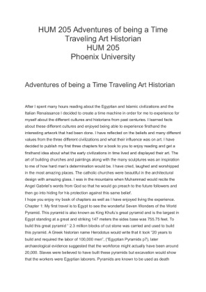 HUM 205 Adventures of being a Time Traveling Art Historian