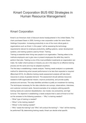 Kmart Corporation BUS 692 Strategies in Human Resource Management