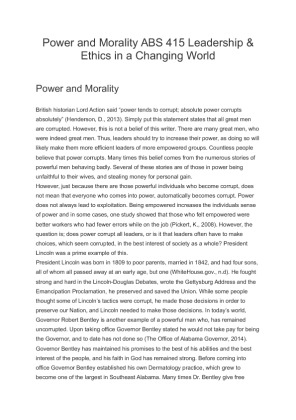 Power and Morality ABS 415 Leadership