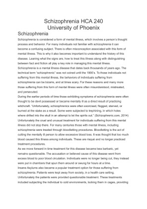 Schizophrenia HCA 240