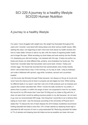 SCI 220 A journey to a healthy lifestyle