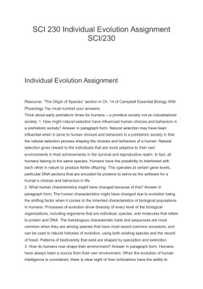 SCI 230 Individual Evolution Assignment