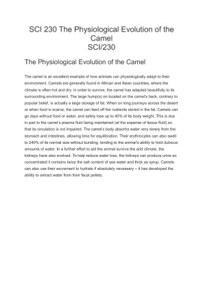 SCI 230 The Physiological Evolution of the Camel