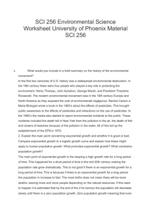 SCI 256 Environmental Science Worksheet