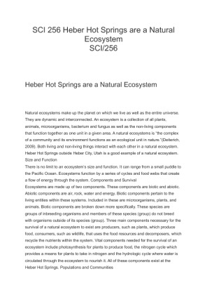 SCI 256 Heber Hot Springs are a Natural Ecosystem