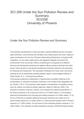 SCI 256 Under the Sun Pollution Review and Summary