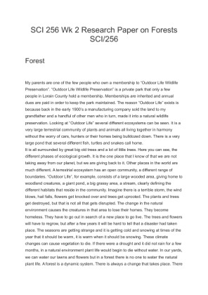 SCI 256 Wk 2 Research Paper on Forests