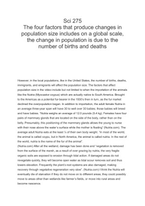 Sci 275 The four factors that produce changes in population size...