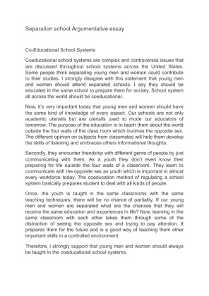 Separate school Argumentative essay