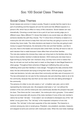 Soc 100 Social Class Themes
