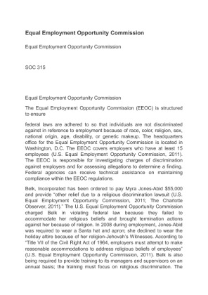 SOC 315 Equal Employment Opportunity Commission