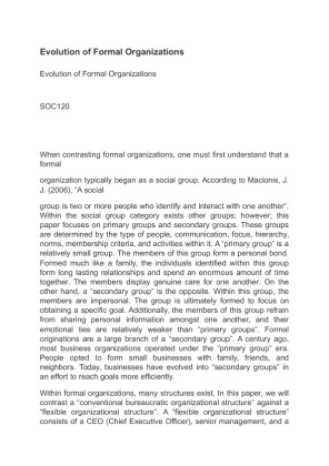 SOC120 Evolution of Formal Organizations