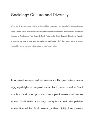 Sociology Culture and Diversity