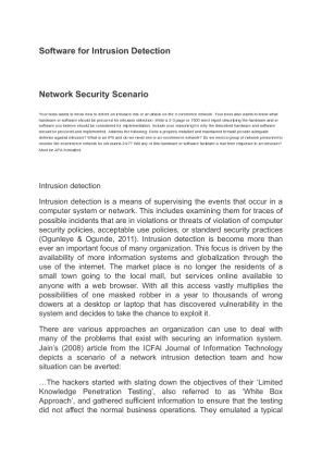 Software for Intrusion Detection Network Security Scenario