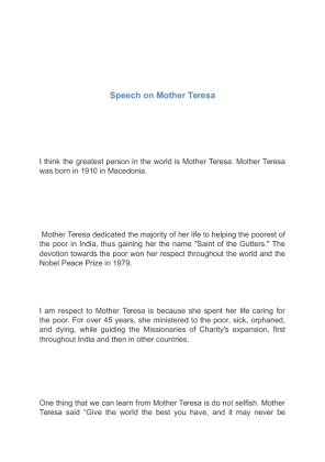 Speech on Mother Teresa