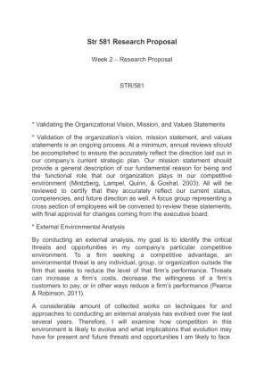 Str 581 Research Proposal Validating the Organizational Vision,...