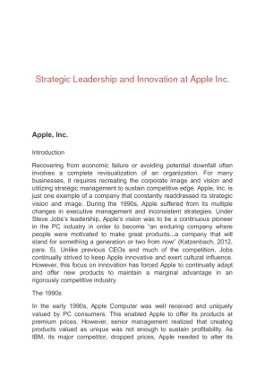 Strategic Leadership and Innovation at Apple Inc