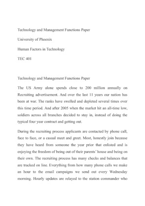 TEC 401 Technology and Management Functions Paper