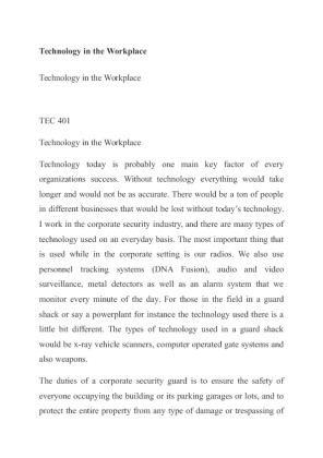 TEC 401 Technology in the Workplace